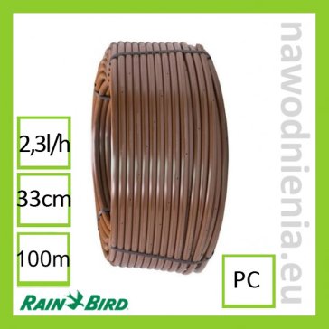 Linia kroplująca podziemna na skarpy z kompensacją ciśnienia Rain Bird XFSCV 16 mm; 0.33 m; 2.3 l/h (rolka 100 m, brązowa)